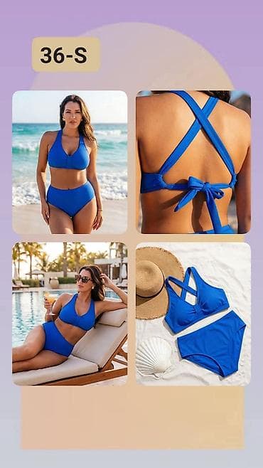 akril odeca: Bikini dvodelni – veličina 36-S - Boja: kobalt plava - Gornji deo — 1