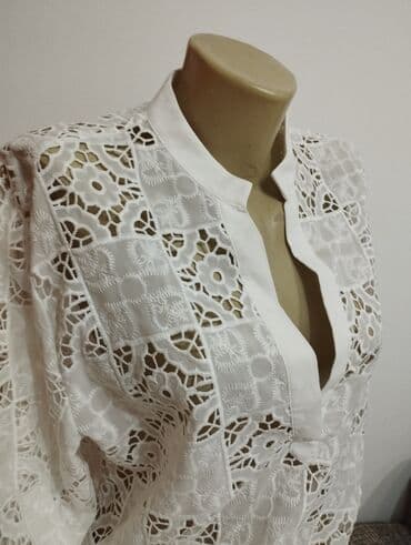 dugacke kosulje: Zara, M (EU 38), Cotton, Embroidery, Single-colored, color - White — 4