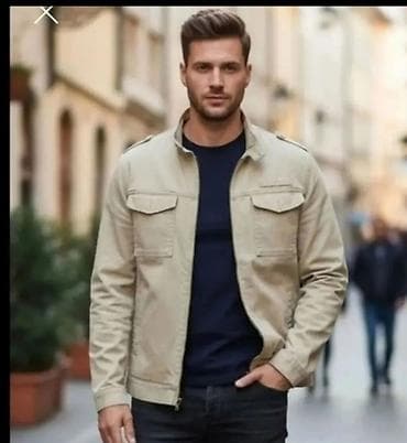 Muška lagana jakna – bež - Klasican, moderan kroj do kukova -