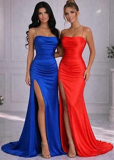 Svečana duga haljina od satenskog materijala - Model: uska silueta