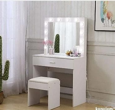 plastični stolovi: Toaletni sto za šminkanje LARIX sa LED ogledalom i stolicom Unesite — 5