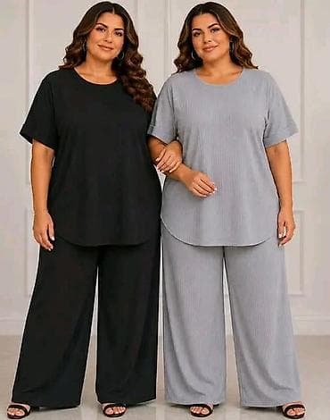Komplet manica kratak rukav i sirkke pantalone – plus size. - na lalafo.rs Komplet manica kratak rukav i sirkke pantalone – plus size. -