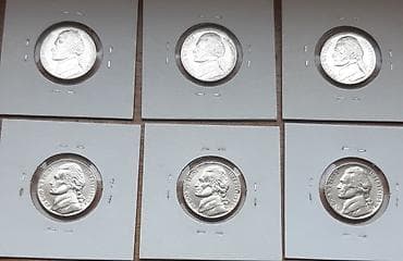 igrice za decake: Set od 6 američkih nikla UNC (5 cents) – Jefferson Nickel - Serija — 2