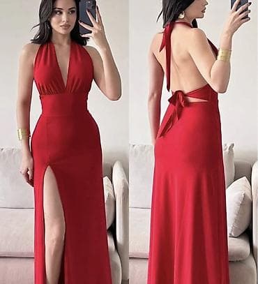 vezivanje mašne na haljini: Elegantna duga haljina sa dubokim V dekolteom i otvorenim leđima sa — 4