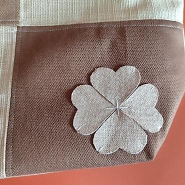 torbe od platna: Ručno šivena tote torba – patchwork dizajn u bež i braon tonovima - — 8
