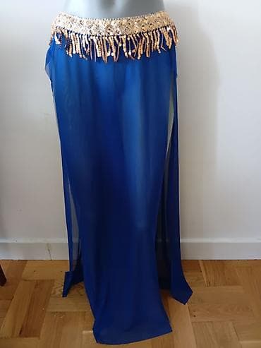 tn plavo bele: Plesna suknja za belly dance - Duga, providna suknja u intenzivno — 1