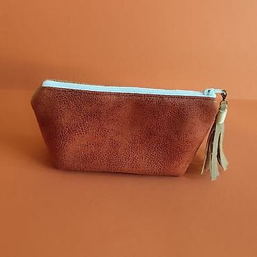 piero guidi neseser: Ručna torbica/neseser od eko kože u toplim zemljanim tonovima. Prednja — 3