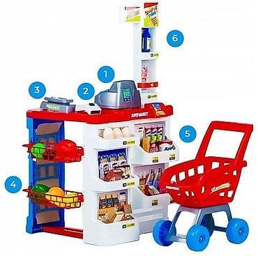 duksevi veliki brojevi: Supermarket štand za decu sa kasirom, vagu i skenerom – ECO TOYS Šifra — 3