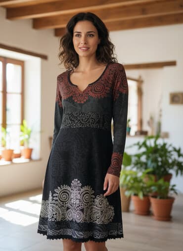 haljine sa golim ramenima: Desigual bоја - Šareno, Dugih rukava — 1