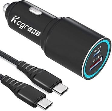 grejac za solju: Kcgrape brzi auto punjač – 48W, dva porta (USB‑C PD 3.0 + USB‑A QC — 5