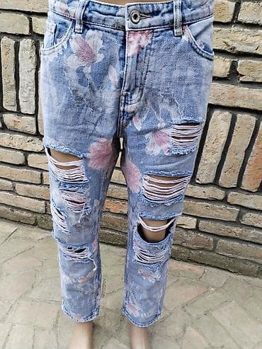 patike leopard print: Farmerke – veličina L - Model: svetloplave teksas farmerke sa — 1