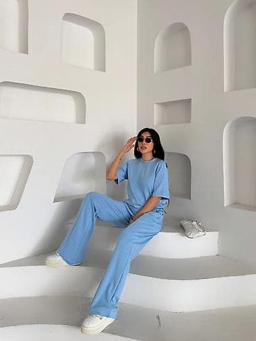 majci: Dvoslojni ženski komplet – široke pantalone i oversized majica kratkih — 9