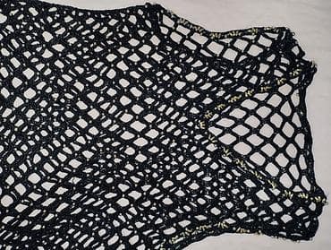 waikiki muske jakne cene: Ručno heklana mrežasta marama/pončo od crnog konca sa diskretnim — 1