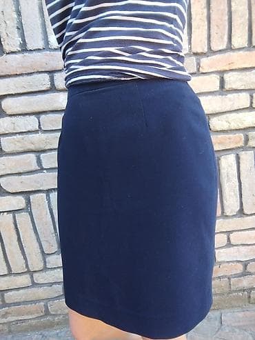 pull and bear dzemperi: Elegantna tamnoplava suknja – model olovka - Veličina: M - Mere — 3