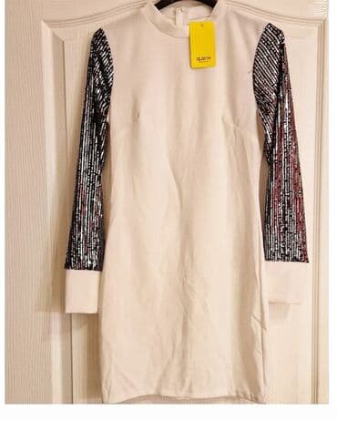 haljine c a: One size, color - White, Cocktail, Long sleeves — 1