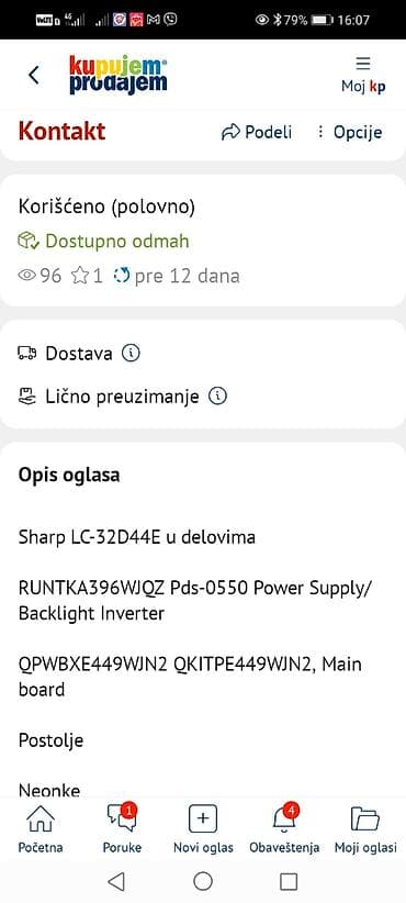 sobne antene za tv: Sharp LC-32D44E – delovi za TV Dostupni originalni moduli i — 1
