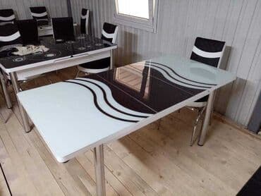 idea sto i stolice: Sto - 80cm Metal noge Ploca univer Staklo 4mm stolica - metal - eko — 2