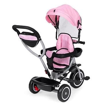 deciji tricikli guralice: ECOTOYS 2u1 tricikl sa rotirajućim sedištem i sklopivom tendom – Pink — 3