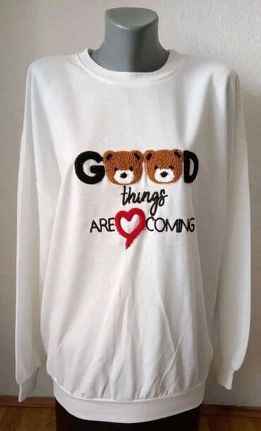 Skafanderi: - Bele ženske dukserice sa dugim rukavima, okruglim izrezom i ranflom — 1