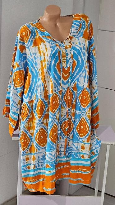 za svadbu: Boho tunika/haljina sa printom 🍀Kroj: komotna A-linija sa spuštenim — 3