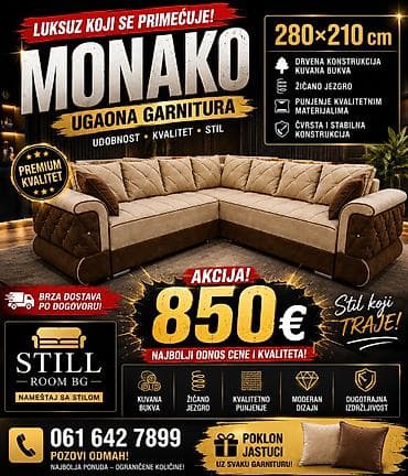 najpovoljnije ugaone garniture: Ugaone garniture i francuski ležajevi – STILL ROOM BG Monako ugaona — 1