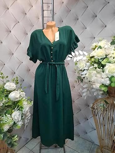 Haljine: Ženska maksi haljina sa puf rukavima i kaišem na vezivanje. Haljina — 6