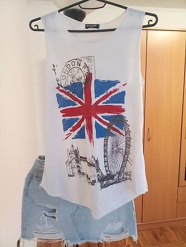 Majica bez rukava Blossom London motiv - Bela ženska majica bez