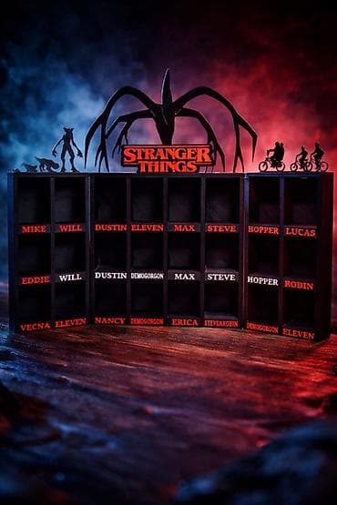 kancelarijski namestaj: Stranger Things tojeći organizator – tematska vitrina za mini figure i — 1