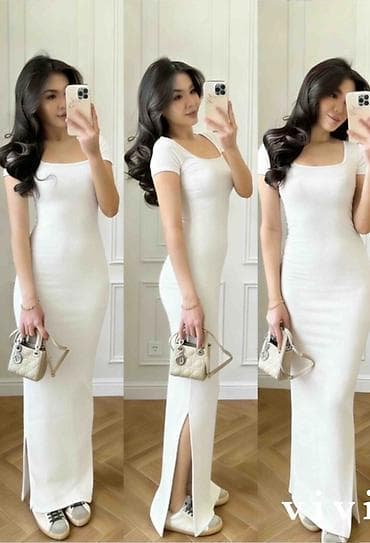 david jones beograd: ❤️Ribana maxi haljina s kratkim rukavima i četvrtastim izrezom. ✅ — 1