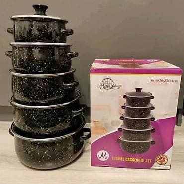 posude za šećer i kavu pepco: Elegantni SERPI crni emajl set – 5 delova ✨ Kuvanje sa stilom! — 1