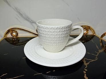 Home Decor: Porcelanske šolje sa tacnom – set pojedinačnih šolja u više reljefnih — 5