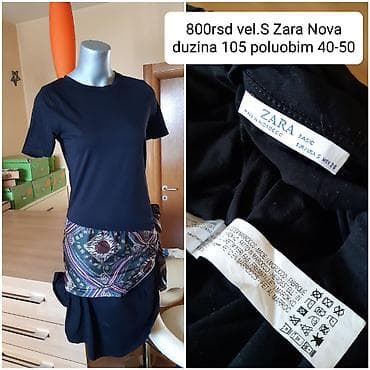 Zara haljina, model Basic, crna, kratkih rukava sa okruglim izrezom