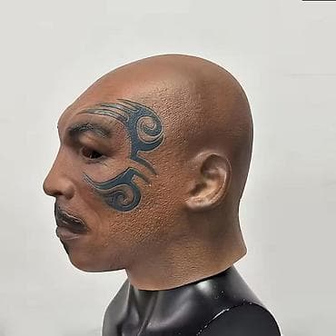 Nail care: Realistična silikonska maska – ćelavi muškarac sa tribal tetovažom - — 4