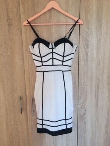 haljine od rebrastog pamuka: S (EU 36), color - White, Cocktail, With the straps — 1