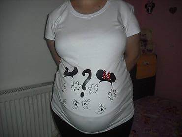 haljine za trudnice sinsay: Majice za trudnice sa štampom. Bele pamučne majice kratkih rukava sa — 8