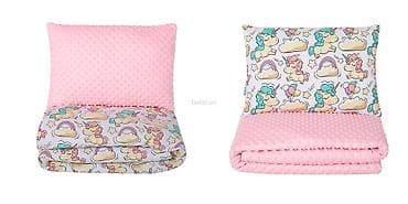 Dvostrani Jorgan i Jastuk 160x90 cm – Roze Jednorog (Šifra: ) -