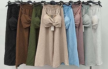 crno: Dvodijelni ženski komplet – top i široke pantalone - Model: lagani — 1