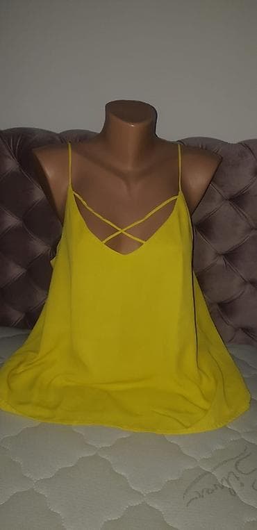 suknja sa resama: Ženska majica/top na bretele – žuta - Model: lepršavi top sa tankim — 1