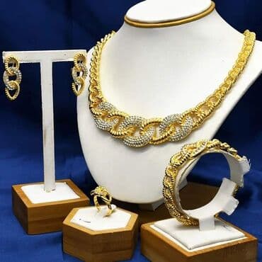 pozlata nakita cijena: Set: Minđuše, Narukvica, Ogrlica, Materijal: Hirurški čelik — 1