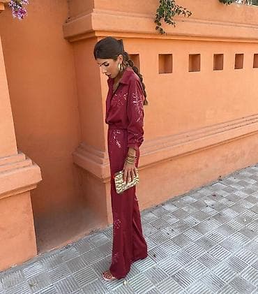 Men's Footwear: 🔥zenski dvodelni set – košulja i pantalone sa šljokičastim vezom ✅2200 — 5