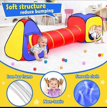 sator sa tunelom za decu: Šator za decu 3u1, tunel sa dve kućice 4300 din Ovaj 3 u 1 šator — 2