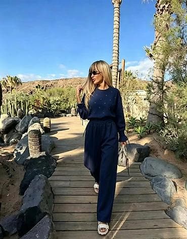 Ženski komplet trenerke – bluza i pantalone širokog kroja - na lalafo.rs Ženski komplet trenerke – bluza i pantalone širokog kroja -