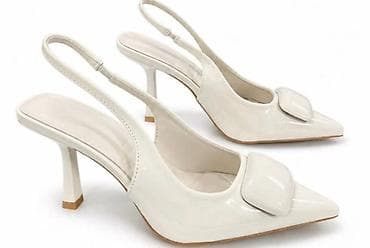 ciciban sandale za bebe devojcice: Elegantne ženske slingback cipele u svetloj krem/beloj nijansi, sa — 1