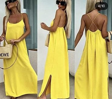 sorts mango: Lepršava duga letnja haljina sa tankim bretelama sa slicem. Leđa — 4