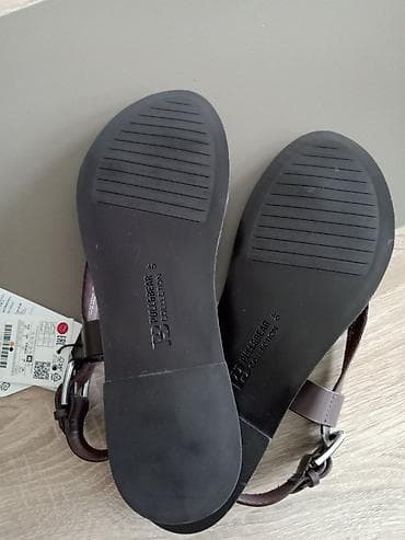 sandale za vodu: PULL&BEAR kožne sandale – tamno braon.Proizvodjač Španija. - — 5