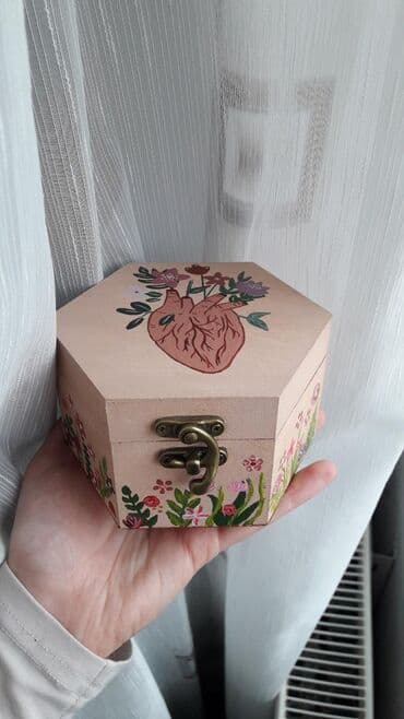 saksije sa nogicama: Jewelry box, Wood, color - Pink, New — 2
