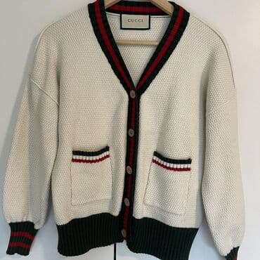 pojasevi u boji: GUCCI kardigan na kopčanje, klasičnog V-izreza. - Boja: krem osnova — 1