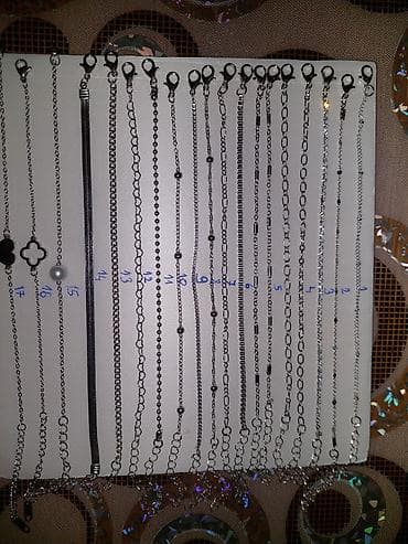 Set narukvica – različiti lanci i ukrasi, nerđajući čelik/sjajni