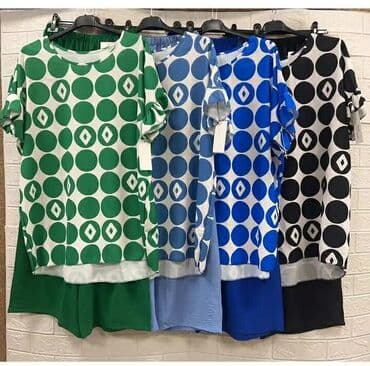 ženske pidžame c a: 4XL (EU 48), Geometrijski, bоја - Svetloplava — 2
