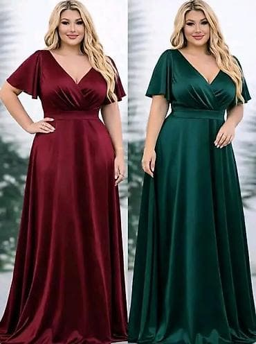 Haljine: Elegantna duga haljina od satenskog sjaja – plus size kroj - Model — 3